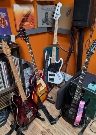 A few of Mike Boldin's guitars